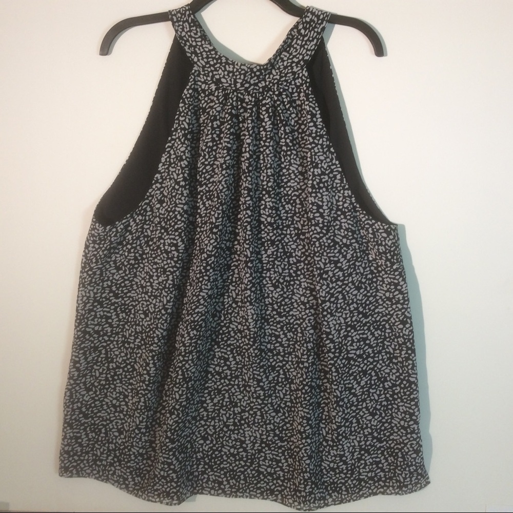 Talbots Black Halter Top Sleeveless White Polka Dots Rear Tie Lightweight Blouse